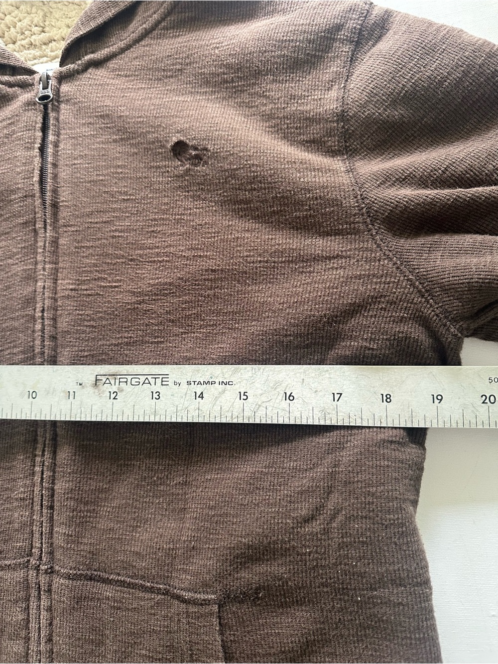 Men’s Brown Vintage Zip Hoodie Jacket - Picture 3 of 7